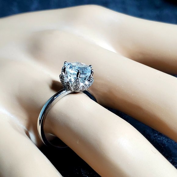 Kate 1ct White Topaz Ring 925 Sterling Silver - Picture 6 of 15